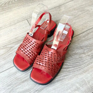 Vintage Alia Red Square Toe Huarache Sandals